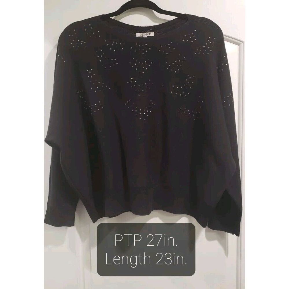 NIC+ZOE Black Crew Neck Sweater